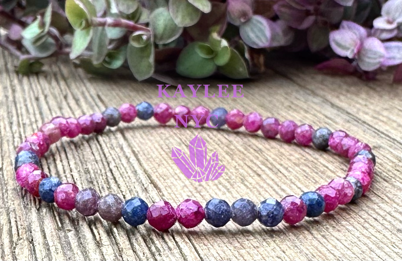 KayleeNYC - Wholesale Beaded bracelet - Natural Faceted Ruby & Sapphire 4mm 7.5” Bracelet3
