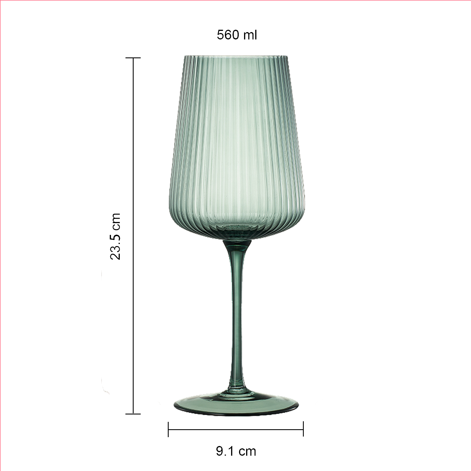 The Wine Savant /  Khen Glassware - Wholesale Wine Glass - Ripple Colored Wine Glasses - Set of 6 Muted Green Glassware5