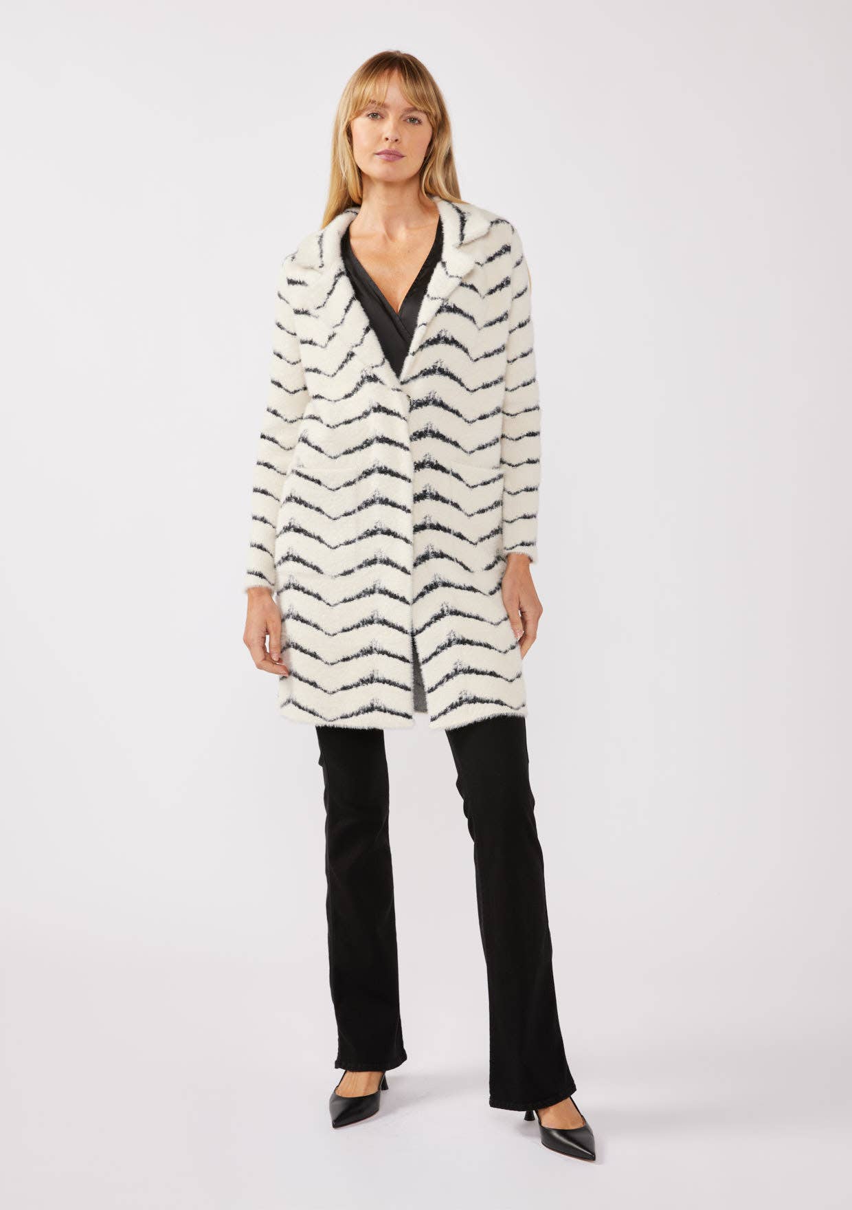 Lovestitch - Vente Cardigan – femme - Cardigan boutonné en jacquard à chevrons duveteux9