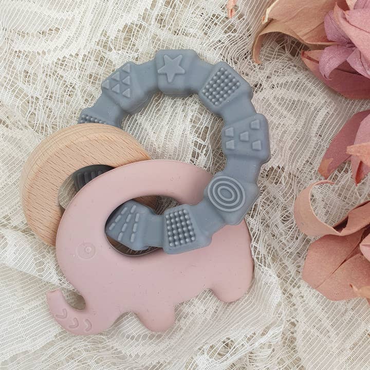 Summerville organic - Wholesale Teether (Not Clip-On) - Baby - Baby Silicone Teether Toy Elephant Pale Mauve3