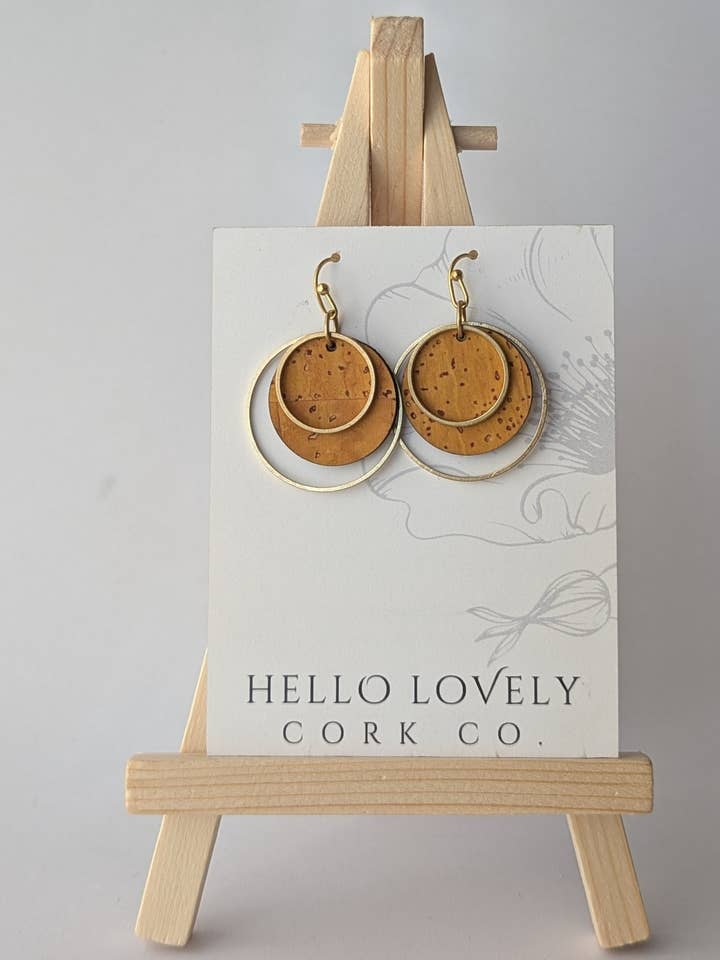 Brass Circle Earrings - Ochre Yellow for wholesale by Hello Lovely Cork Co.