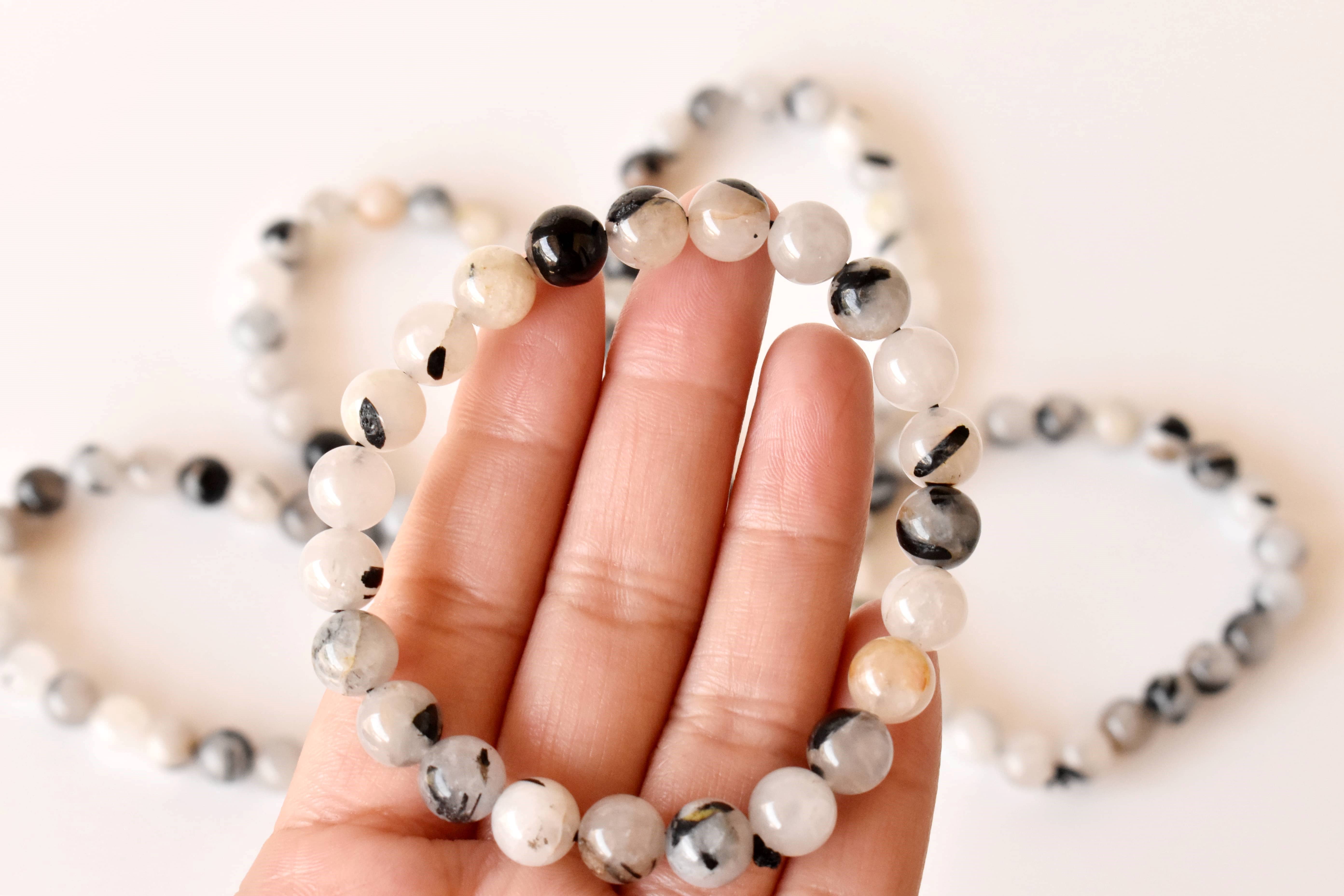 Soothing Crystals - Vendita all'ingrosso Bracciale con perline - Bracciale Curativo | Rutilo Nero | Bracciale con Pietre Preziose4