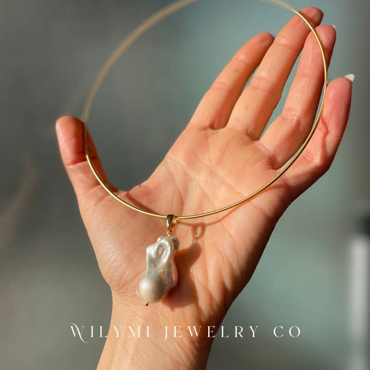 WILYMI Jewelry Co - Wholesale Choker/Collar - Gold Filled Baroque Pearl Tube Collar Choker | Adjustable1