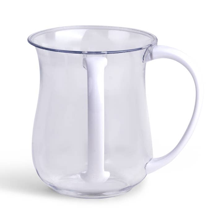 Acrylic Netilat Yadayim Wash Cup clear and white handles 5’’ for wholesale by A&M Judaica And Gifts