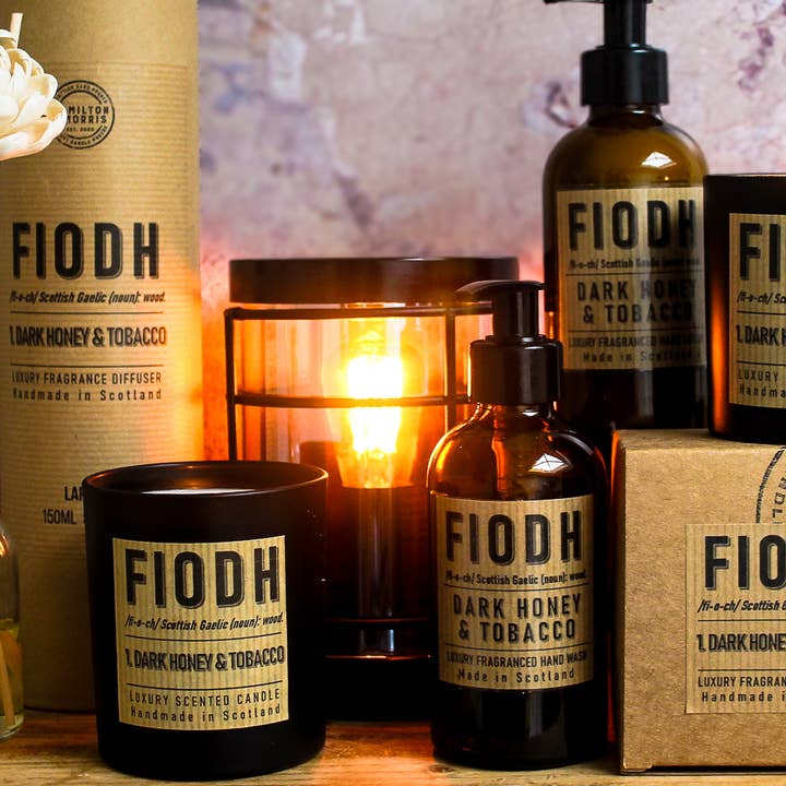 Fiodh 1: Dark Honey and Tobacco Flower Reed Diffuser for wholesale by Hamilton and Morris Candlemakers