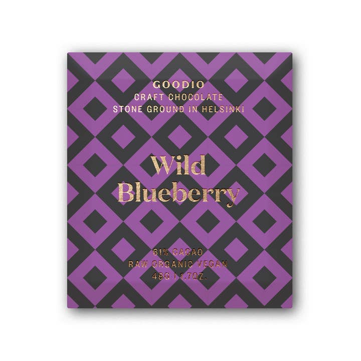 GOODIO - WILD BLUEBERRY 61% - raw chocolate for wholesale by Goodio by Choco Dealer