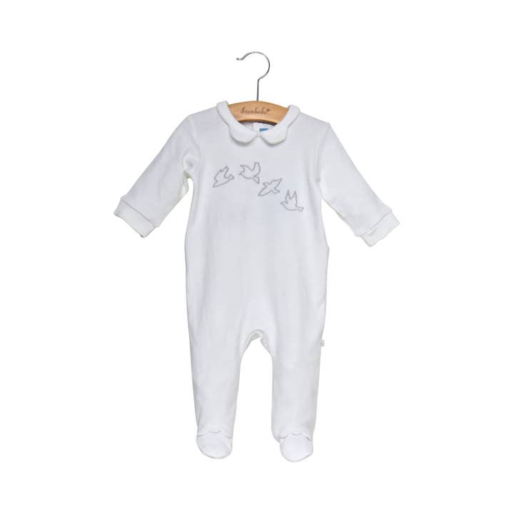 Diana Jumpsuit Vit med Broderade Fåglar för wholesale av briobebe. inc