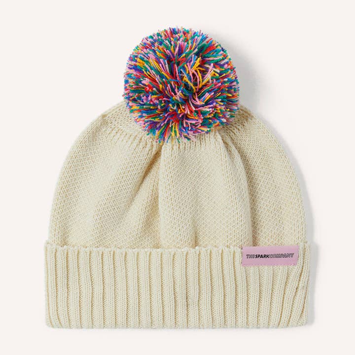 Rainbow Pom Pom Beanie for wholesale by The Spark Company
