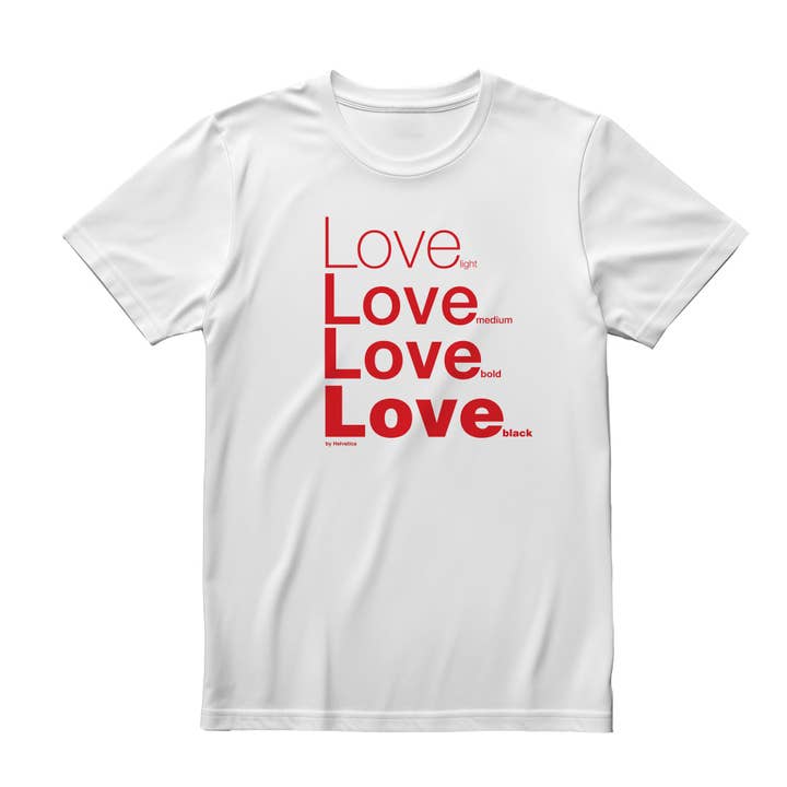 Camiseta unisex Helvetica Palabras de Amor para venta al por mayor de Motiva Gifts