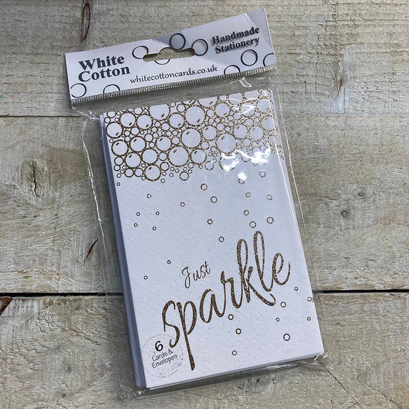 White Cotton Cards – wholesale Stationery/notecard set – Notelets-Just Sparkle Pack of 6 (N95-9G)0