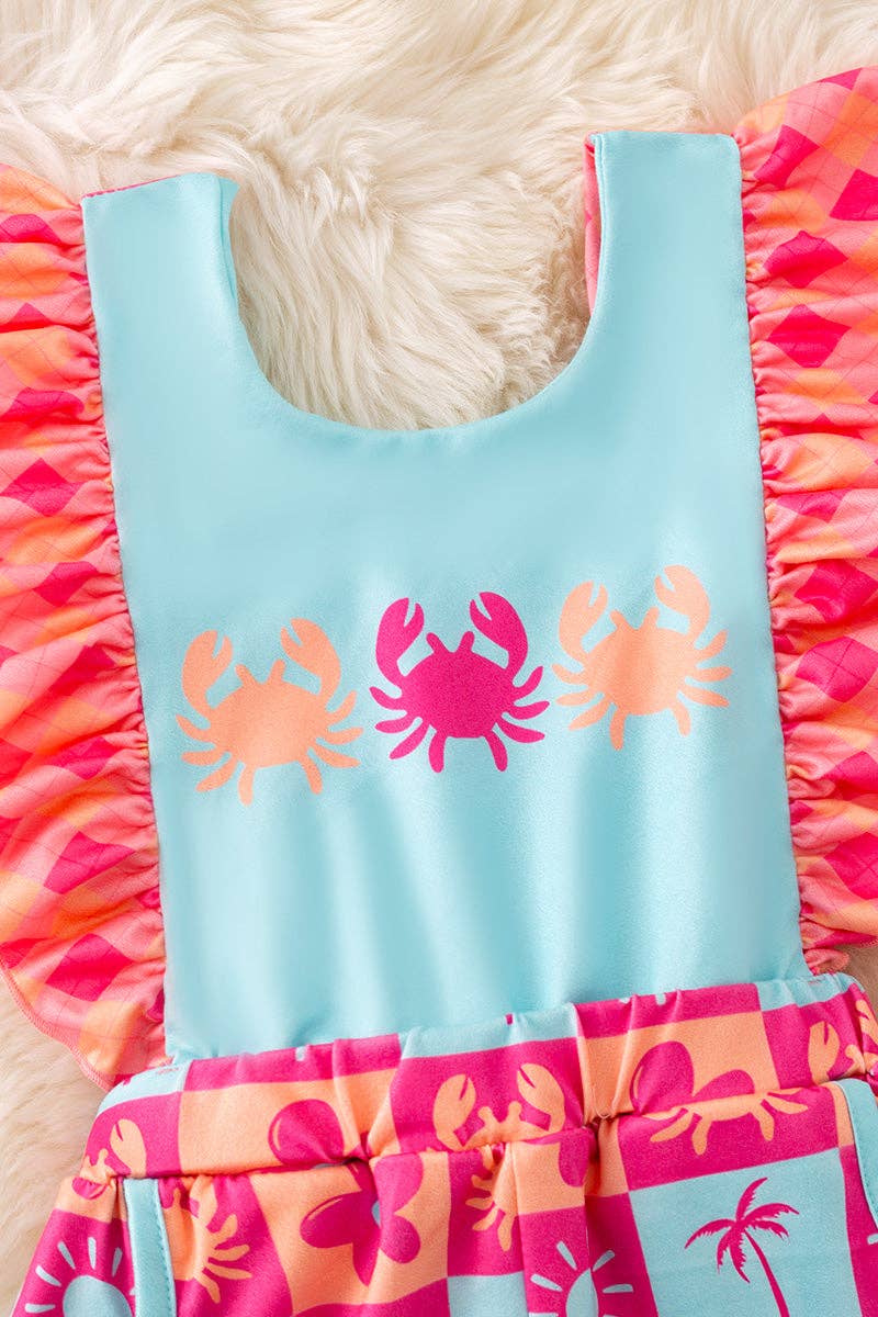 Kids Charm Online - Wholesale Romper - Kids - Summer Crab girls printed romper w/open back. PNG50172 AMY2