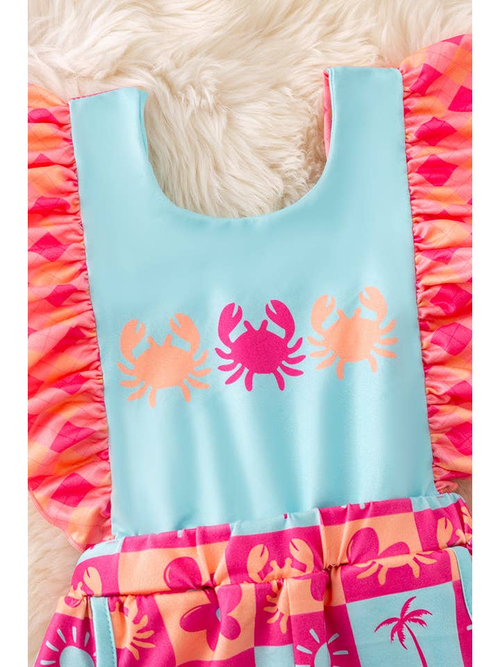 Kids Charm Online - Wholesale Romper - Kids - Summer Crab girls printed romper w/open back. PNG50172 AMY2