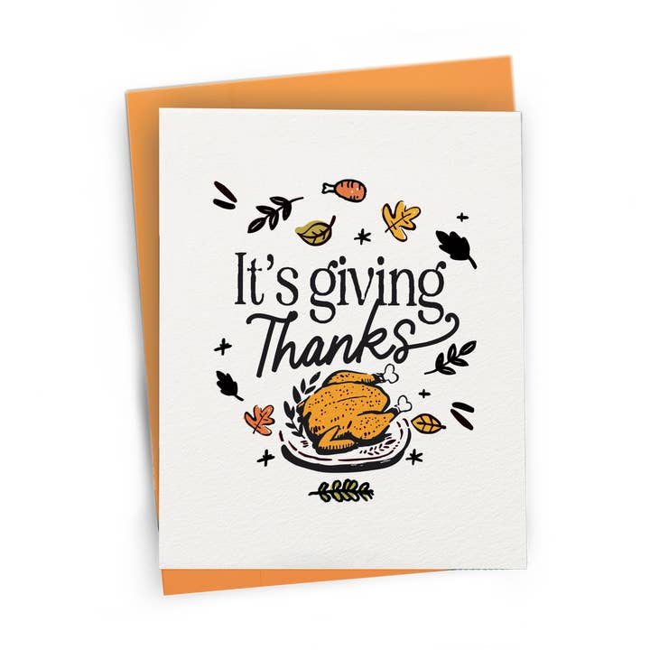 'It's Giving Thanks' - A2 Thanksgiving Greeting Card for wholesale by Petty Paper Studio