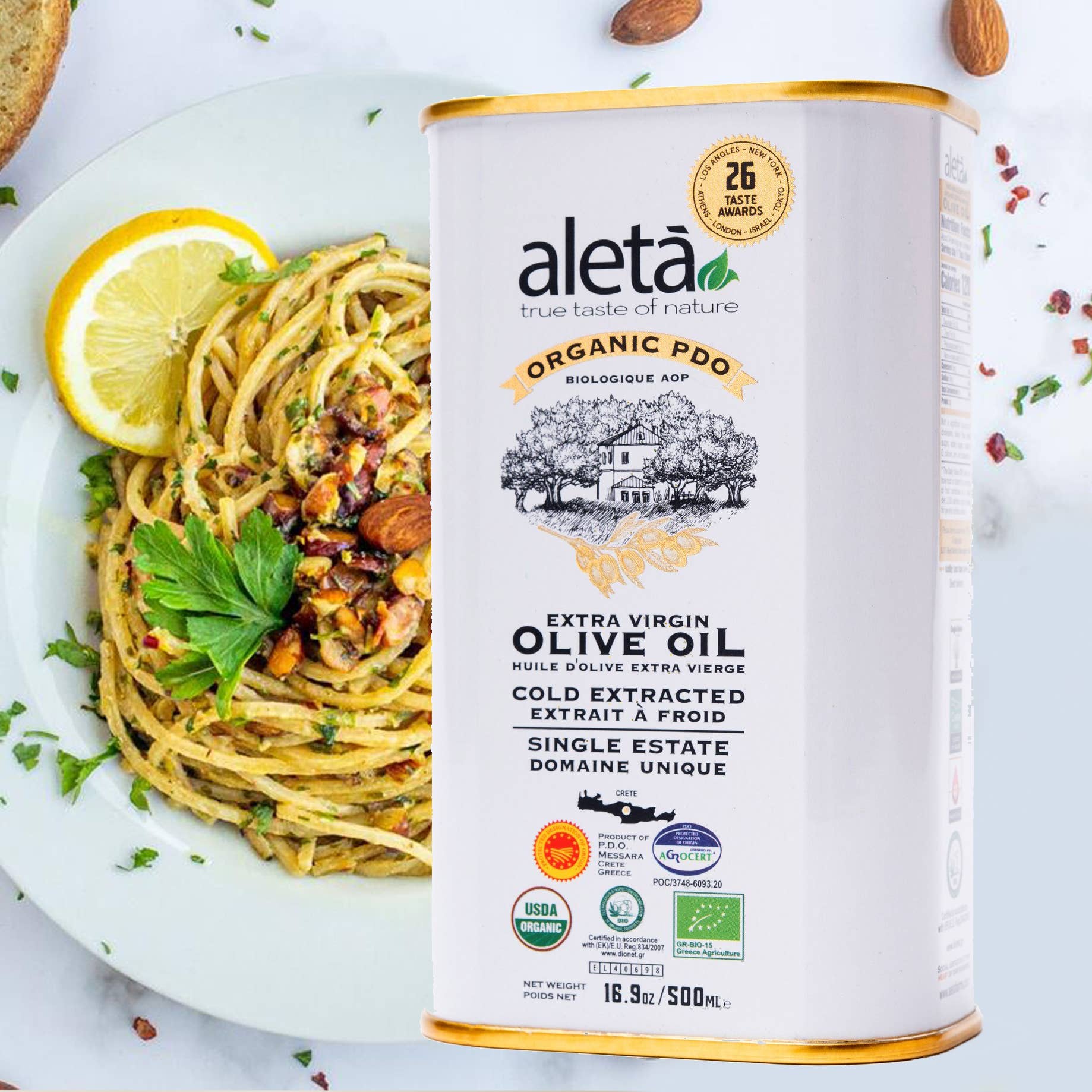 ALETA FARMS - Wholesale Olive Oil - Aleta Organic Estate, Greek Extra Virgin Olive Oil, 17oz Tin6
