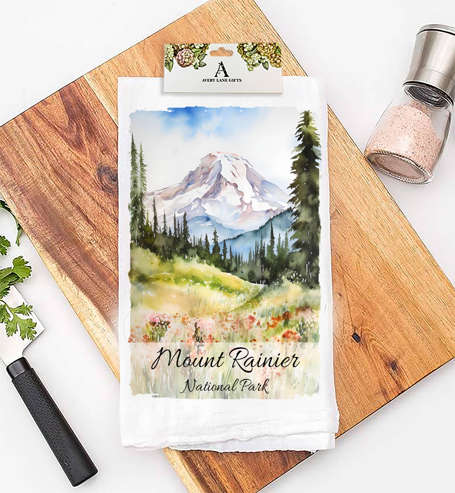 Avery Lane Gifts – Großhandel Geschirrtücher – Geschirrtuch mit Flour Sack, Motiv: Mount Rainier National Park, Washington