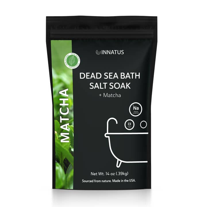 Dead Sea Bath Salt Matcha soak with 21 minerals for wholesale by innatus