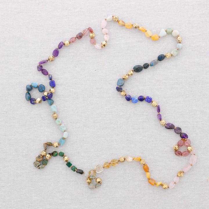 Knots Stones Steel Long Necklace for wholesale by Sonata