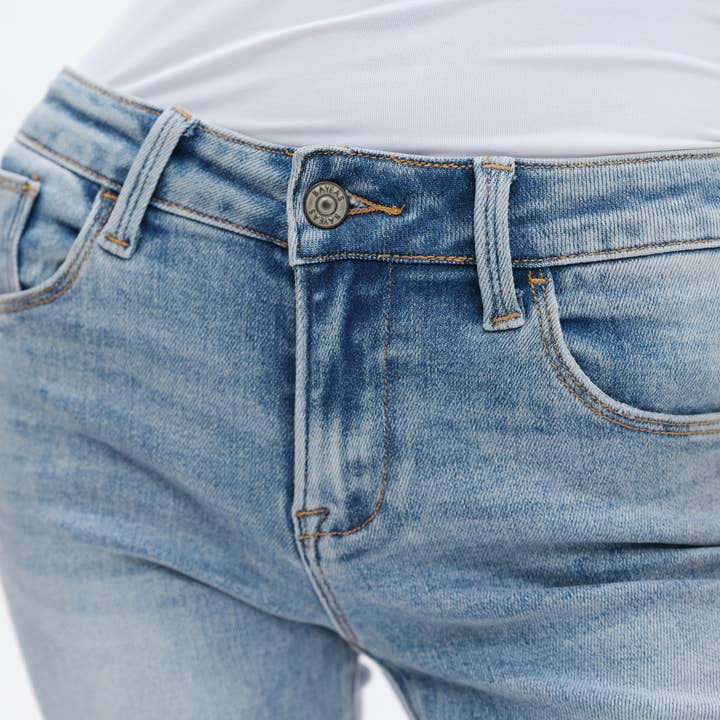 BEACHY LOW RISE FLARE JEANS WITH FINISHED HEM BYF1023 for wholesale on Faire