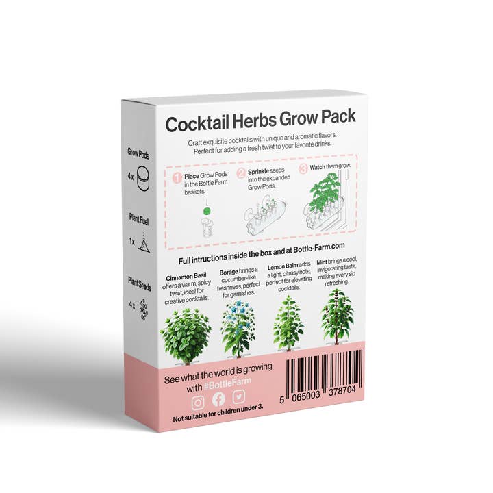 Shroot: Kabloom Seedboms – wholesale Plant seeds – Cocktail Herbs Grow Pack - Indoor Herb Kit for Mixology Gin