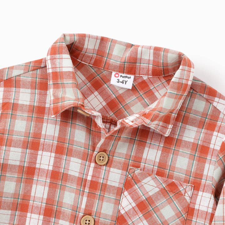 Orange Family Matching Plaid Shirt or Shirred Bodice Tiered Dress for wholesale on Faire14