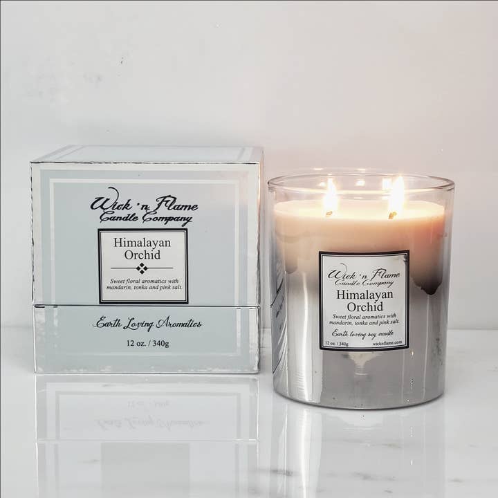 Himalaya orkidé 12oz Silver Ombre för wholesale av Wick 'n Flame Candle Company