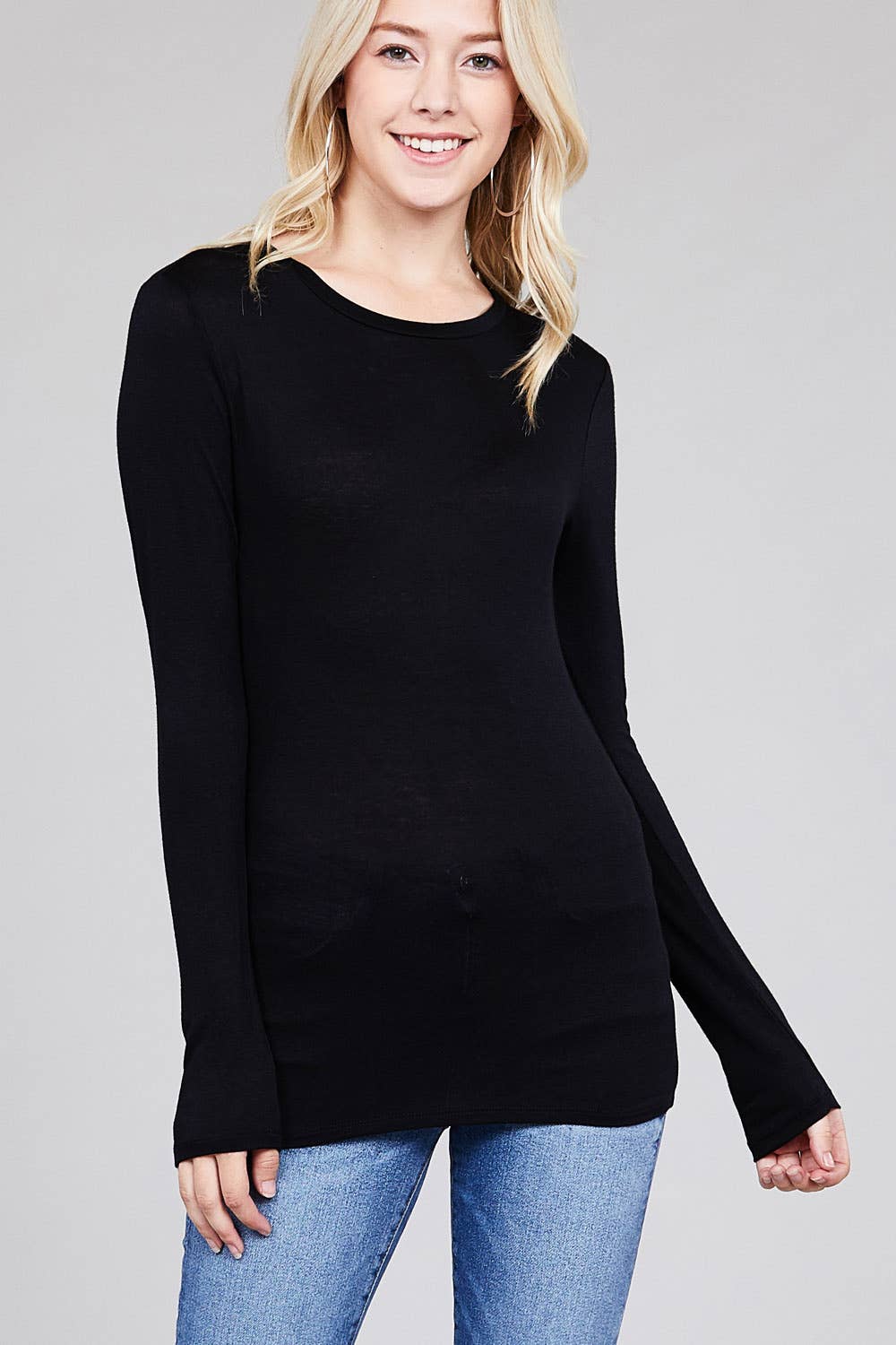 42POPS - Venta al por mayor Túnica - Mujer - ...SI-11166 TOP DE CUELLO REDONDO AJUSTADO DE MANGA LARGA0