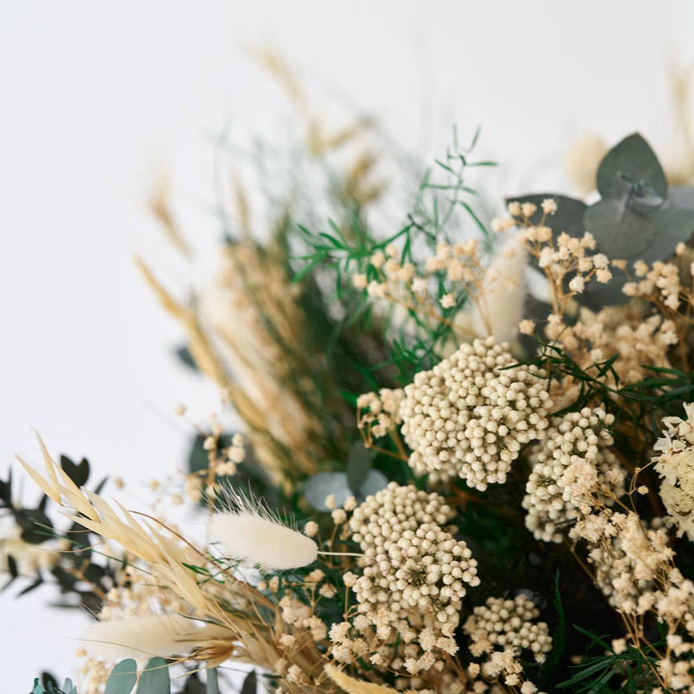 Evige Blomster – wholesale Dried/pressed flowers – Eternity bouquet Green and white mix - Large long-lasting bouquet 1