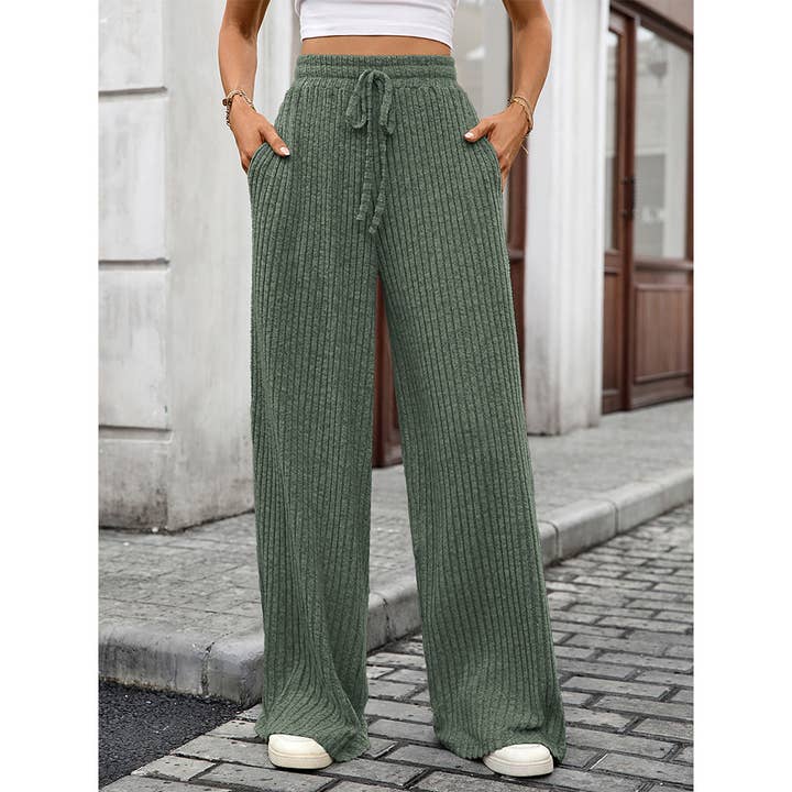 Solid Drawstring Ribbed Brushed Elastic Waist Pants HLL283 and other Purchase Wholesale broek. Free Returns & Net 60 Terms on Faire trending on Faire.