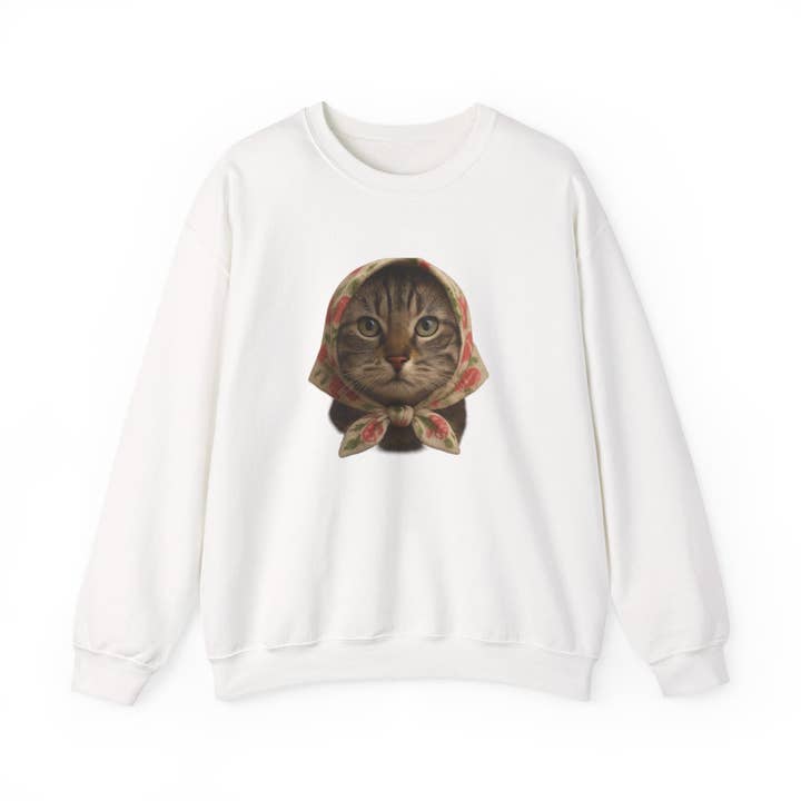 Babushka Cat Sweatshirt, Cozy Crewneck, Unisex Style for Cozy Everyday Wear for wholesale by Babushka Cat