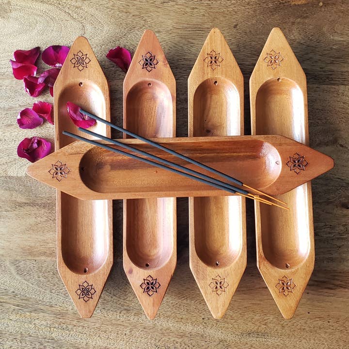 Incense Holder Boat-Shaped Mahogany 2 sticks Light Finish for wholesale by Zulah Canada