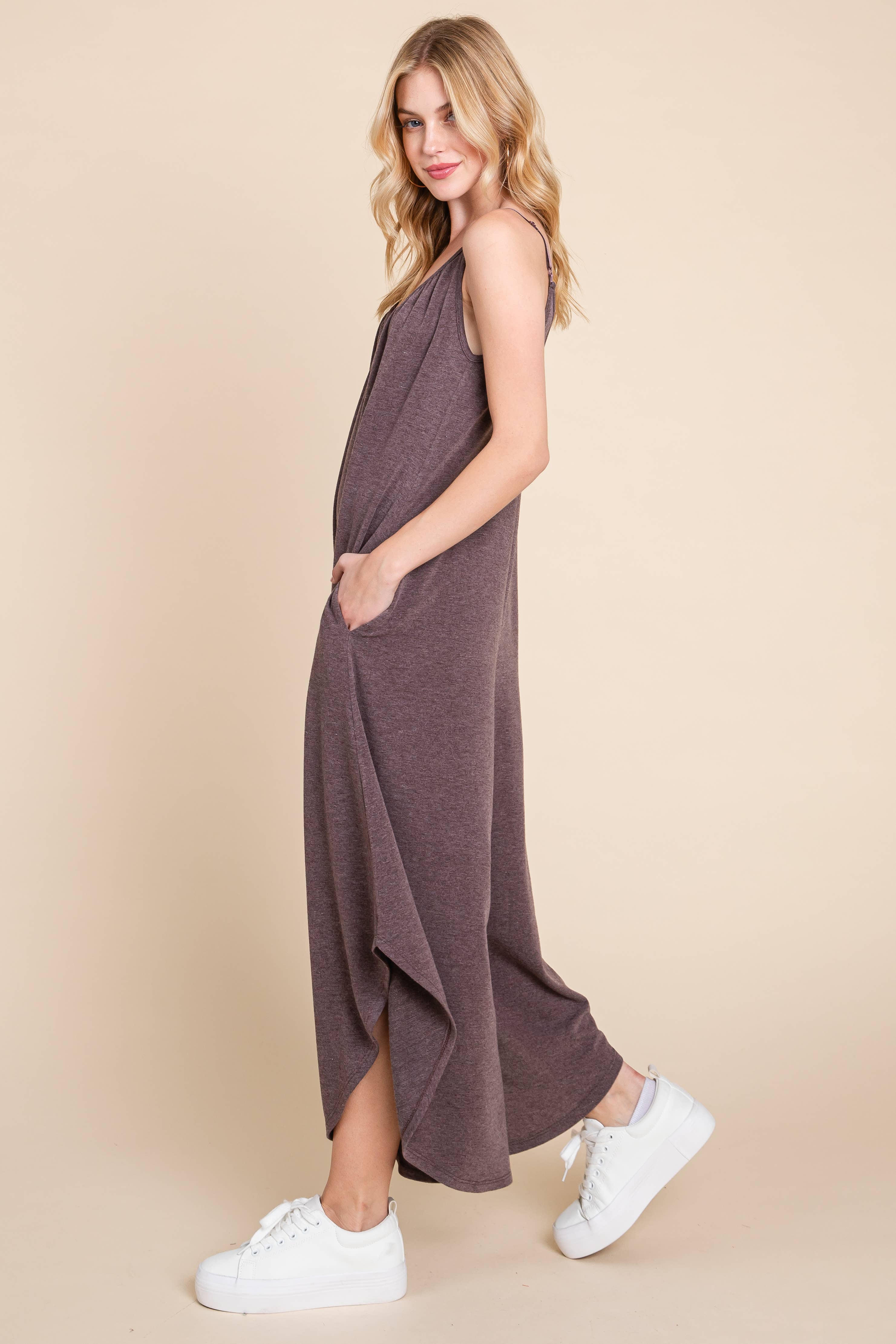 Emerald Collection - Wholesale Jumpsuit - Women's - ETR-8156-PL Plus Size Solid French Terry Wide Leg Jumpsuit20