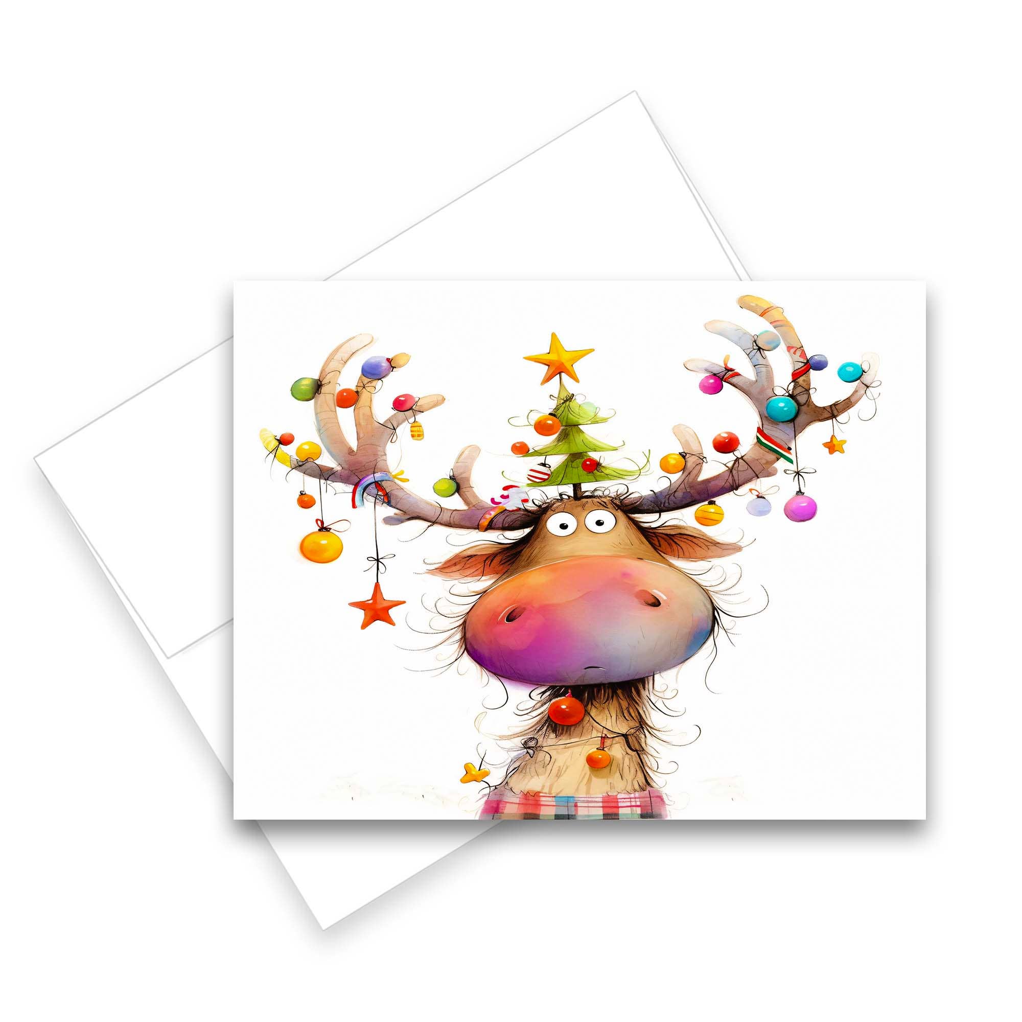 Aria Rae - Wholesale Christmas Card - Assorted Christmas Funny Reindeer Note Cards, Set of 62