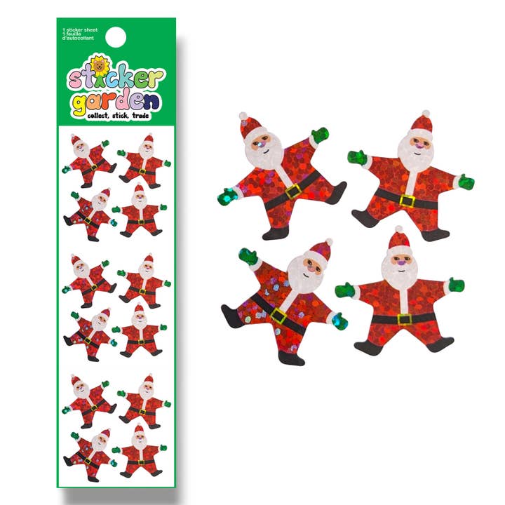 Sparkle Santa Christmas 2025 Kids Sticker Sheet for wholesale by Sticker Garden