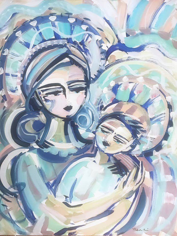 «Amata» madre e figlio, stampa su carta per la vendita all'ingrosso da parte di Maren Devine Art