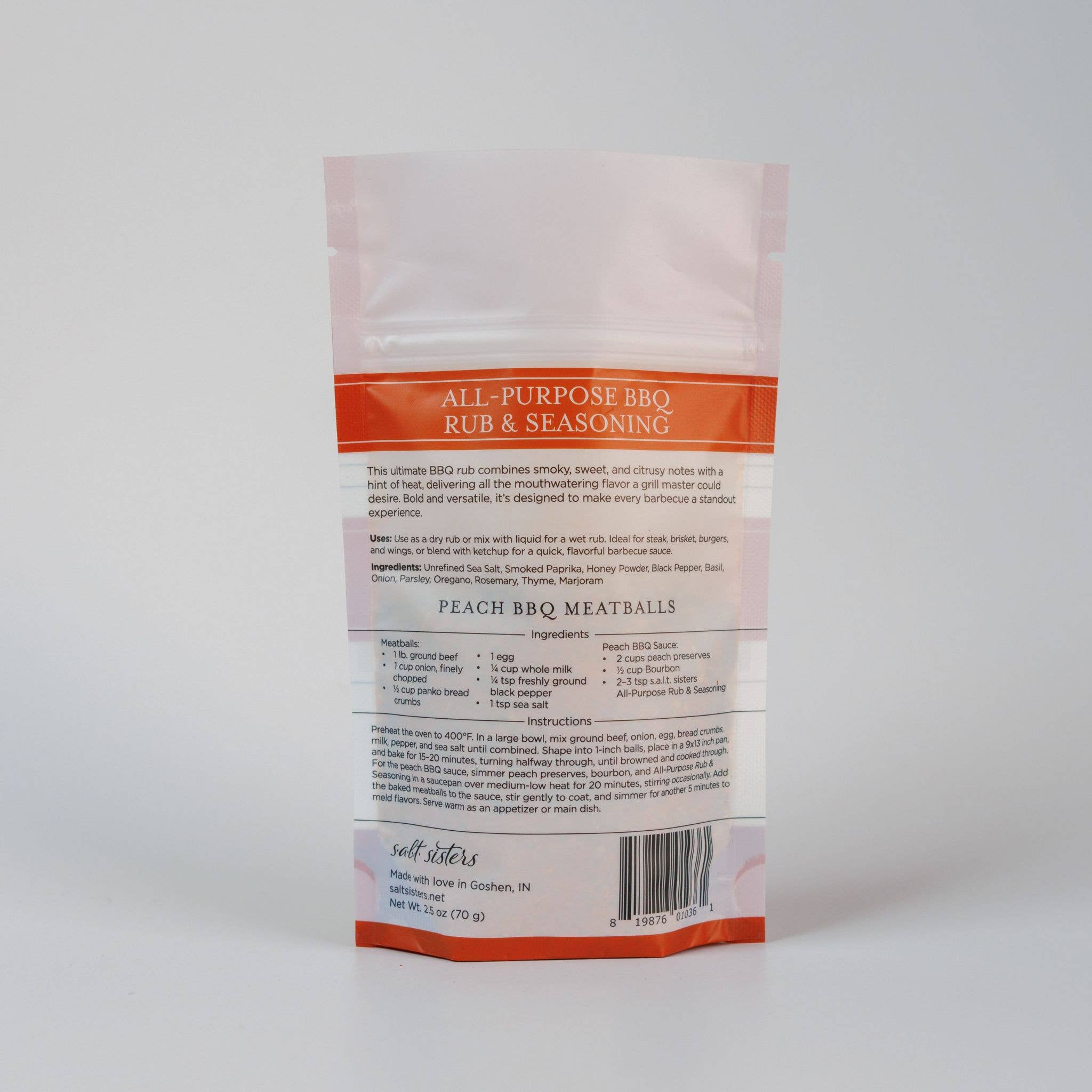 Salt Sisters - Venta al por mayor Condimentos - Mezcla de Especias y Condimentos - BBQ Multiusos - Bolsa de 70 g1