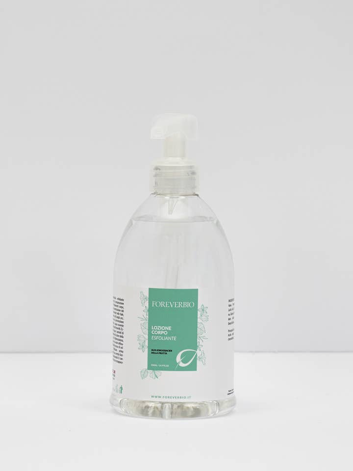 Exfoliating body lotion 500ml; Made in Italy for wholesale by Foreverbio