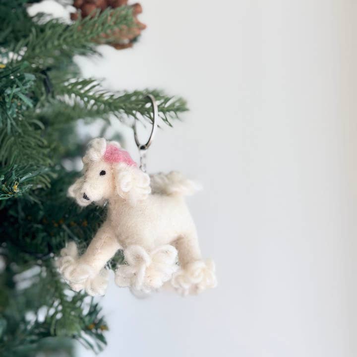 Felt White Poodle Keychain for wholesale by Ganapati
