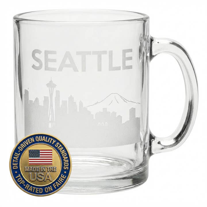 Mug à café en verre gravé au laser personnalisé 12,25 oz - Votre logo pour la vente par 9th Letter Press