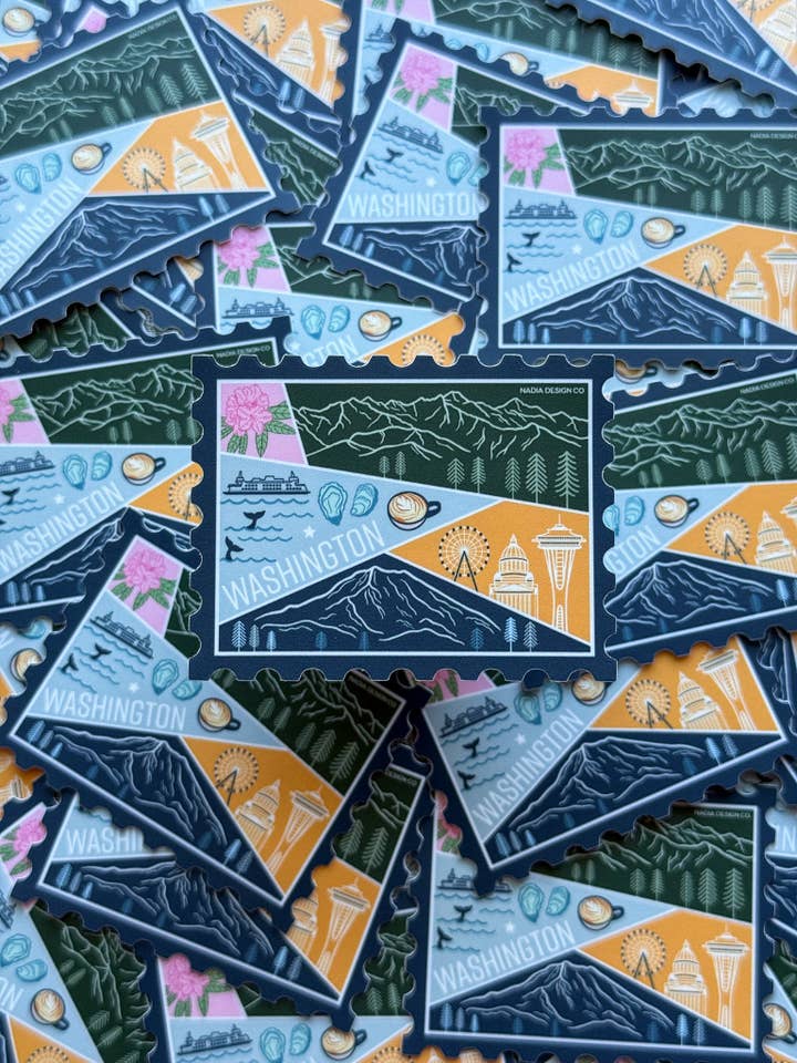 Washington Stamp Sticker for wholesale by Nadia Design Co