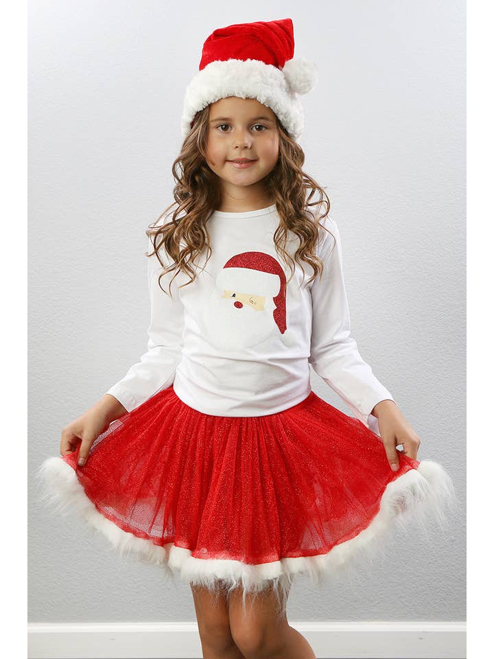 Sparkle Sisters by Couture Clips - Wholesale Screen Printed T-Shirt - Kids - Santa Long Sleeve Tee