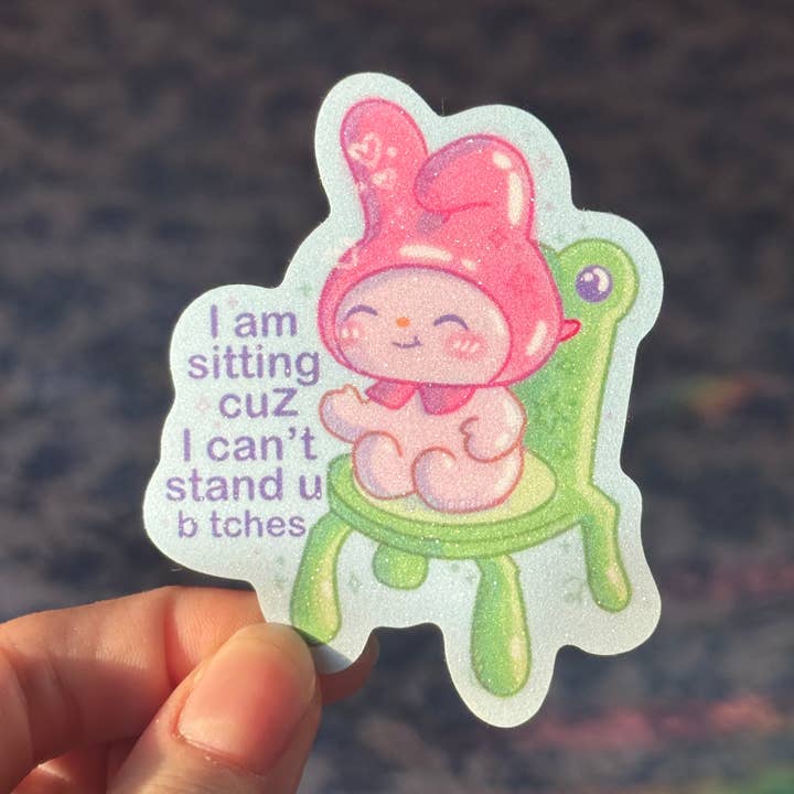 Funny Frog Chair Sticker | My Melo Bunny Sticker, Waterproof for wholesale by Uni & Umi