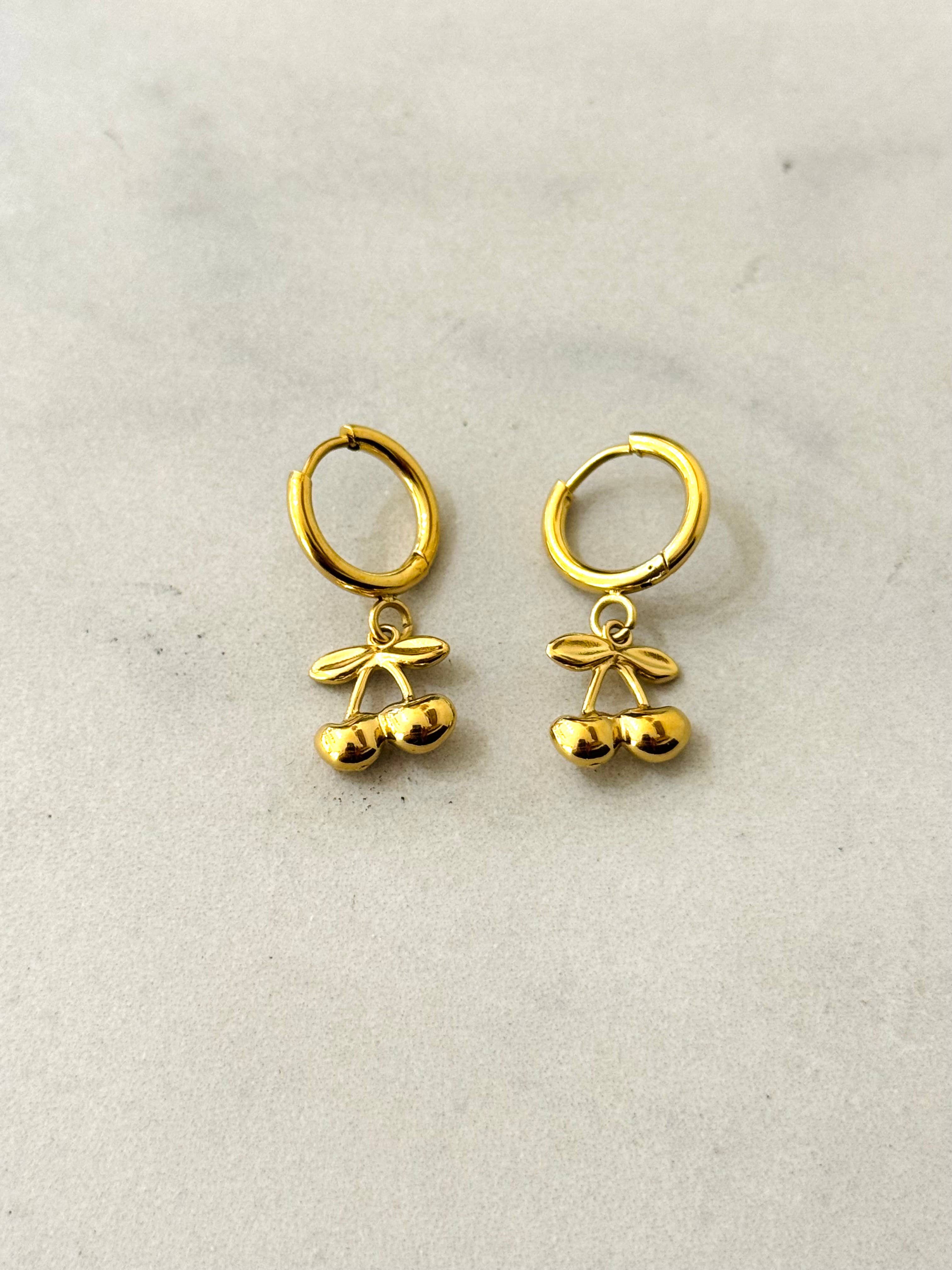 Cassette Barcelona - Wholesale Hoop Earrings - Minimal Stainless Steel Cherry Hoop Earrings 0