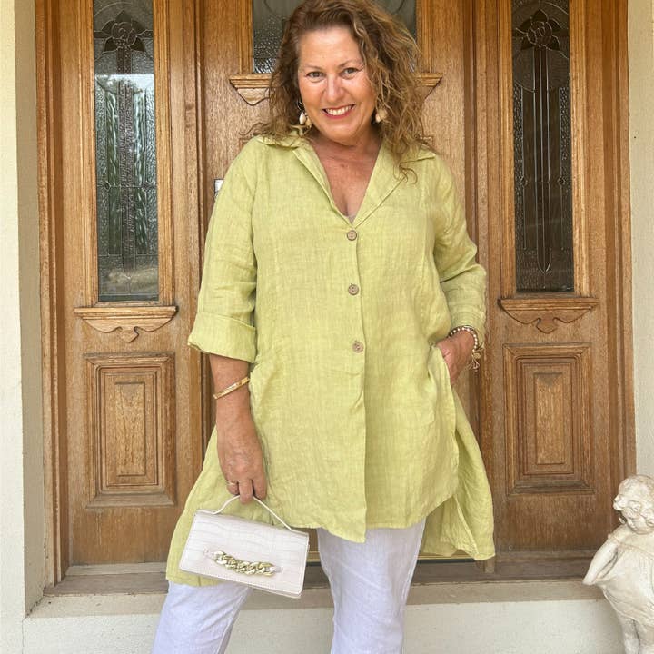 VeraMay - Wholesale Shirt – Women’s - 6382 Wasabi Vera May Italian Linen Top4