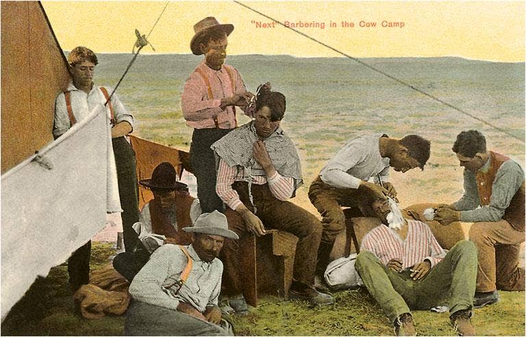 Found Image Press - Wholesale Stationery/Notecard Set - Greeting Card CB-15 Barbering in the Cow Camp0