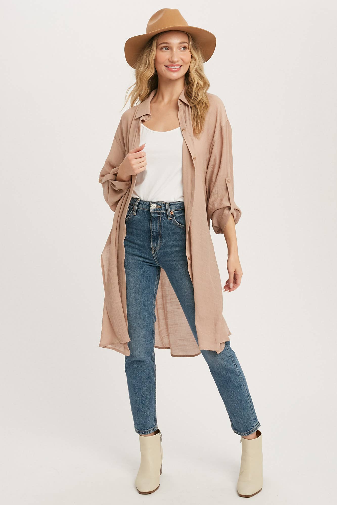 Bluivy - Wholesale Button Down Shirt - Women's - BUTTON-UP VENTED LONGLINE SHIRT48