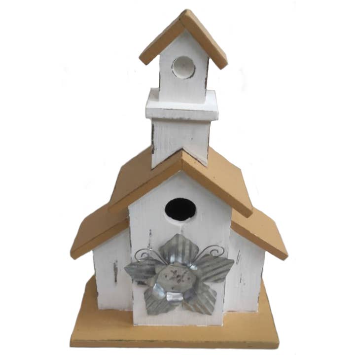 13" White Church Bird House for wholesale by Santa’s Workshop Inc.