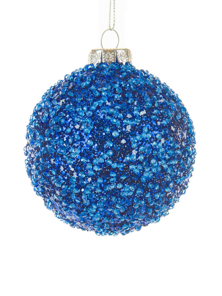 Blå smuk kugleornament med pailletter og rhinsten for engroshandel hos Starlight Collection