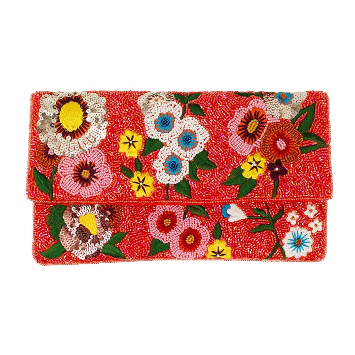 Ole - Wholesale Clutch Bag - Women's - Red Flower Beaded Clutch Bag0