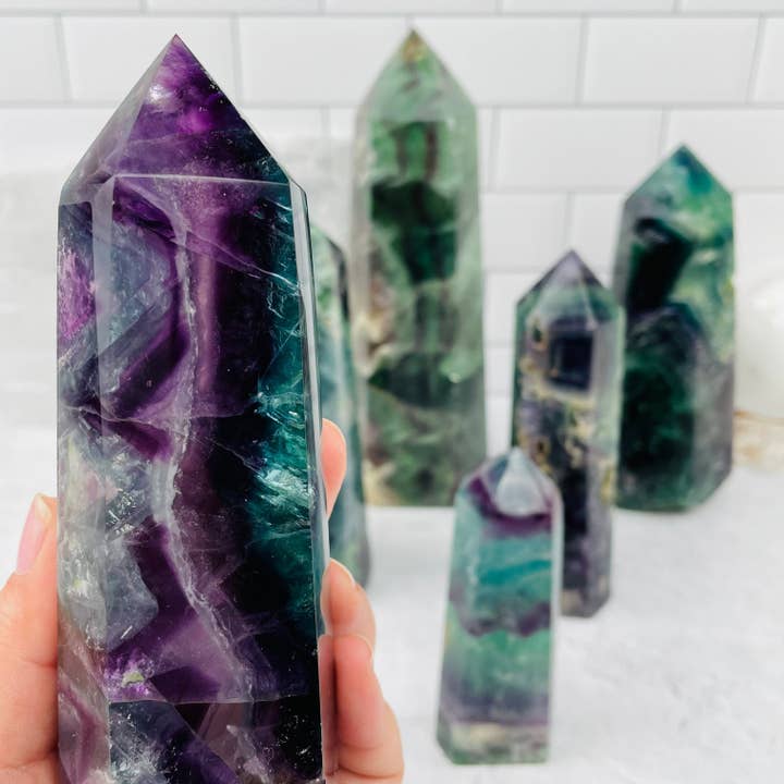 Rock Paradise - Wholesale Spiritual Stone/Crystal - Crystal Rainbow Fluorite Polished Point Towers - By Weight