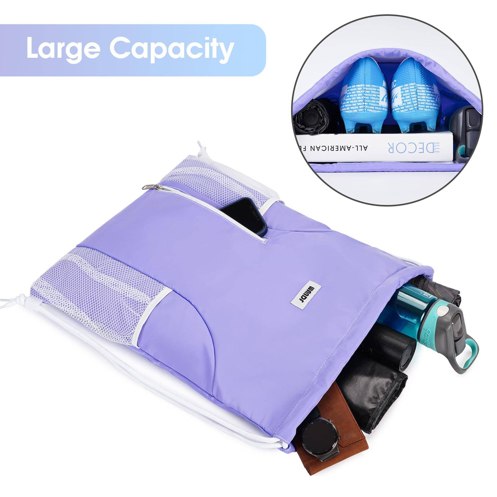 wandf - Vente Sac à cordon de serrage – unisexe - Sac à dos à cordon WF6038 Sports Gym avec poches en maille49